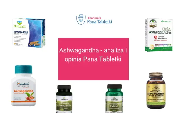 Suplementy z ashwagandhą, które pomagają w obniżeniu kortyzolu i redukcji stresu.
