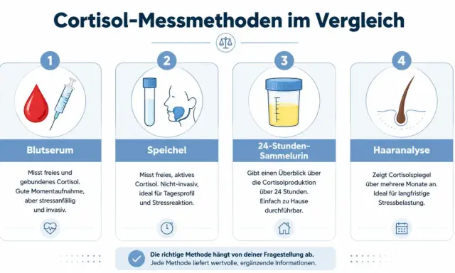 Porównanie metod pomiaru kortyzolu: krew, ślina, mocz 24h, włosy. Analiza poziomu kortyzolu.